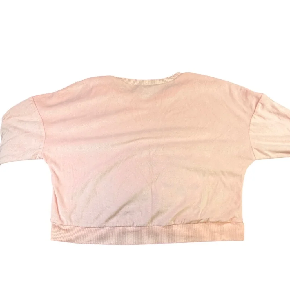 Justice Girls Pink Velour Long Sleeve Top Sleeping Puppy Yawn Graphic Size 12 J6